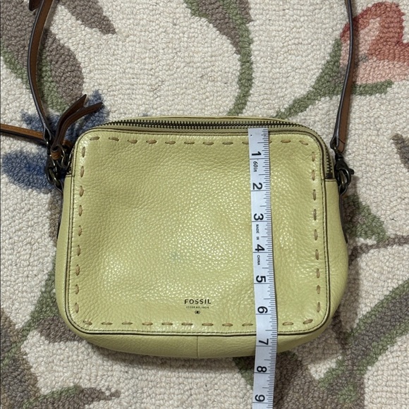 Fossil 1954 Yellow, brown Crossbody Bag, leather, vintage, Y2K, 90s - Picture 10 of 11